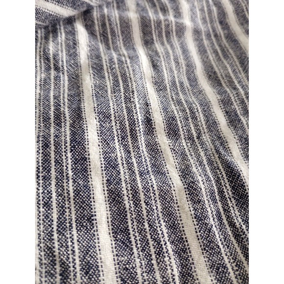 Lane Bryant Blue White Vertical Stripe Linen Crop Capri Pants Plus Sz 18 Beach - Picture 5 of 7